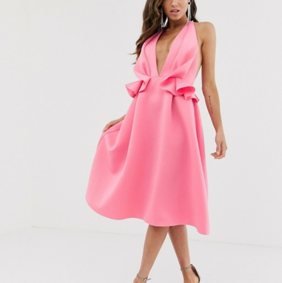 asos pink skater dress